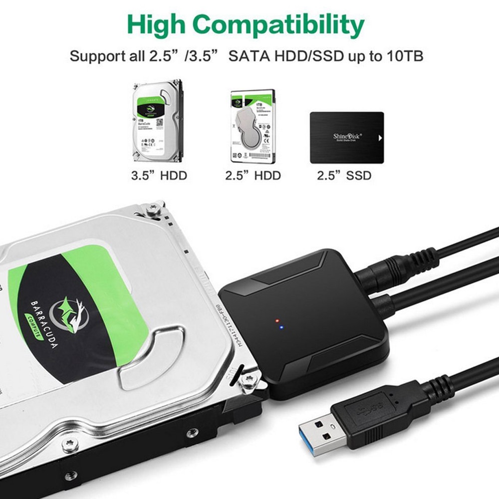 Usb 3.0 to sata adapter konverter kabel 22 pin sataiii til usb 3,0 adaptere til 2.5 " sata hdd ssd hurtig