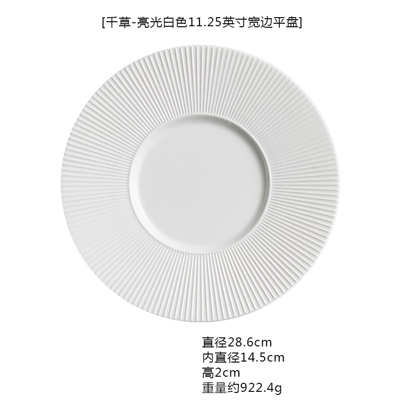 Minimalism keramisk huvudrätt restaurang västerländsk mat biff tallrik fransk pastatallrik kök porslin middagsservis: En ---11.25 tum