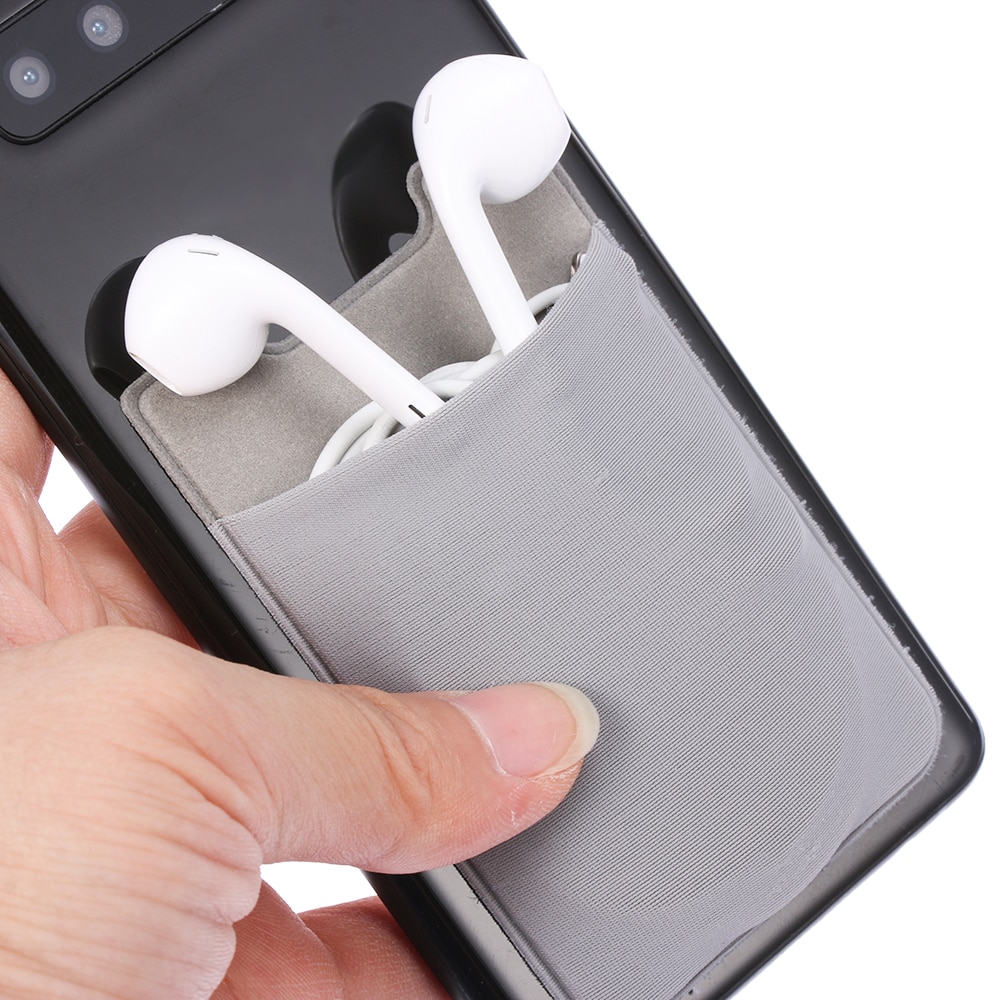 Universal auto-adhesivo elástico teléfono móvil cartera funda Stick On crédito ID tarjeta titular bolsillo autoadhesivo pegatina CardSleeve