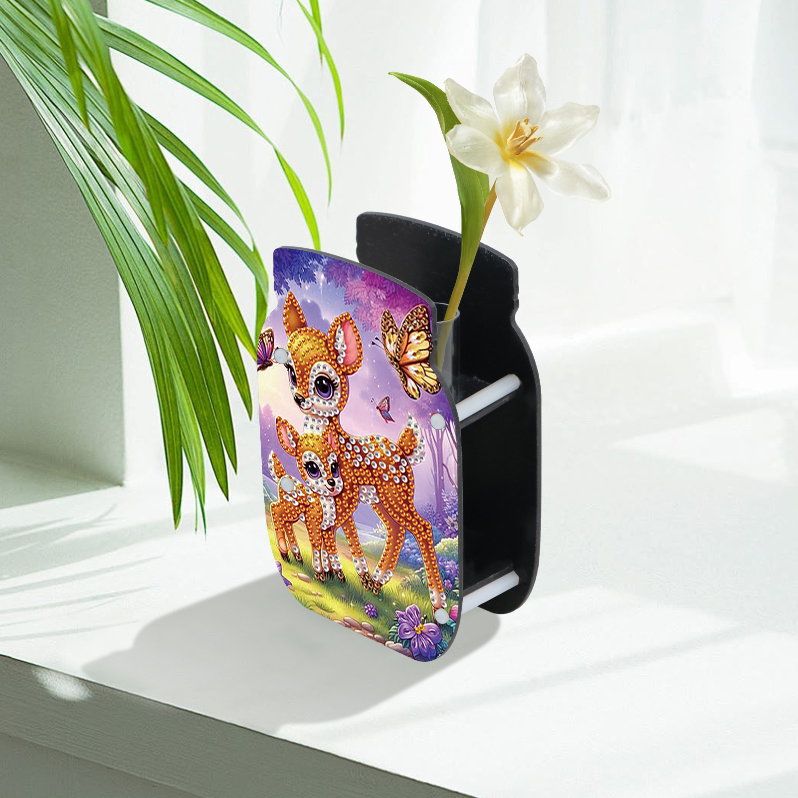 Diamond Art Painting Vaasset voor volwassenen, dierenpatroonvormige diamant acryl dubbelzijdige vaas voor thuis desktop decoratie cadeau