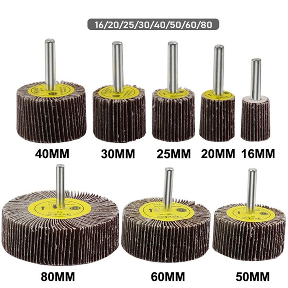 16-80mm 80 Grit Sanding Flap Wheel Disc Abrasive Grinding Wheel Dremel Accessories Sandpaper Polishing Tools 6mm Shank For Drill