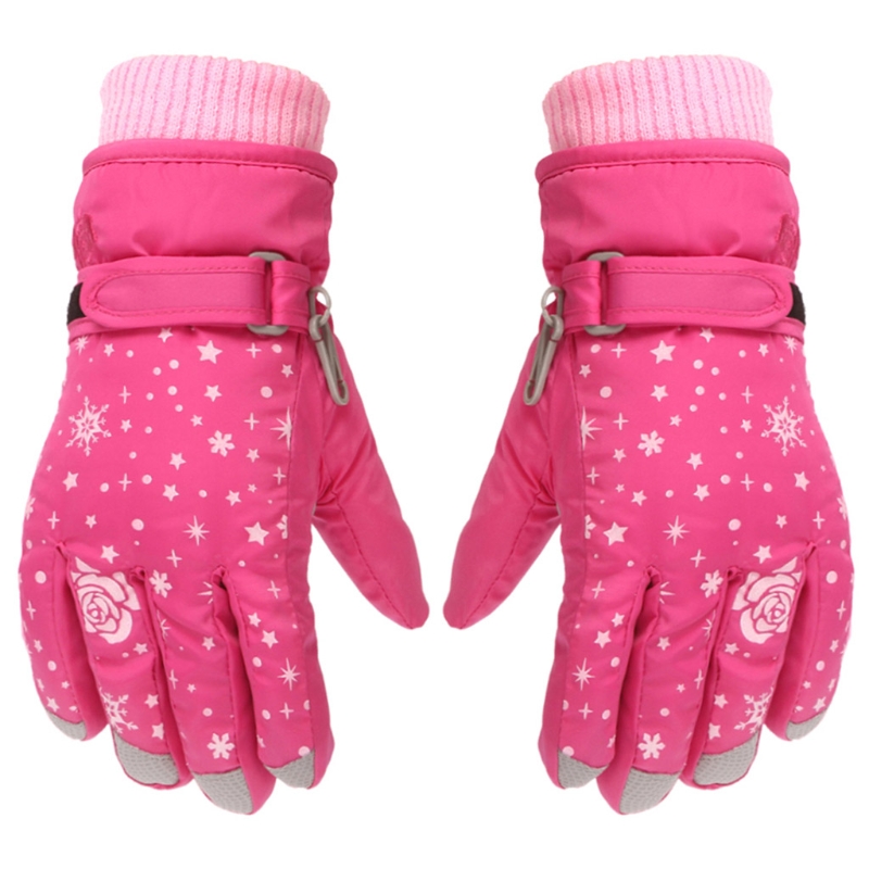Gants de ski pour enfants, cyclisme, moufles épaisses et chaudes, imperméables, coupe-vent, Sports de plein air, Snowboard, pour filles et garçons: rose Red