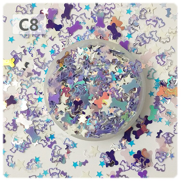 10G Ster Nail Art Pailletten Mix Hollow Out Hond Bone Hart Vlokken Pailletten Pailetten Voor Nails Art Manicure, bruiloft Decor Confetti: C8