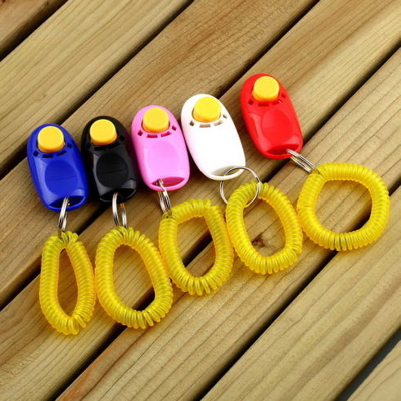 Portable Pet Training Clicker Dog Cat Bird Horse Click Obedience Trainer Aid with Wrist Strap