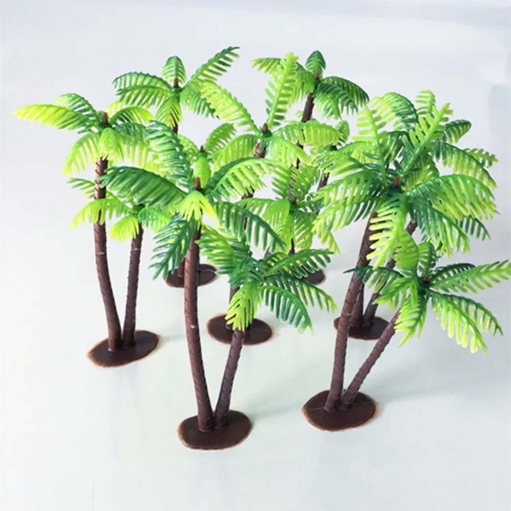 1 Set Plastic Coconut Palm Tree Miniature Plant Pots Bonsai Craft Micro Landscape DIY Decor Artificial Coconut Tree Decor Cake