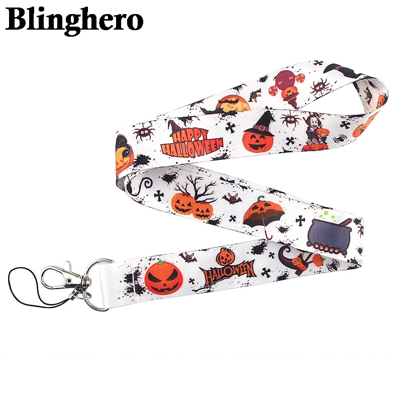 Ca483 halloween abóbora colhedor pescoço correia para cartão de identificação chave telefone cintas usb crachá titular pendurar corda lariat colhedores