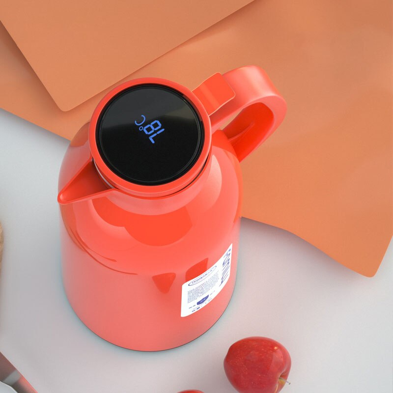 1/1.6L Hoge Capaciteit Thermos Water Fles Borosilicaatglas Liner Smart Touch Digitale Display Geïsoleerde Waterkoker Voor Kinderen Volwassenen: 1 6L / Orange