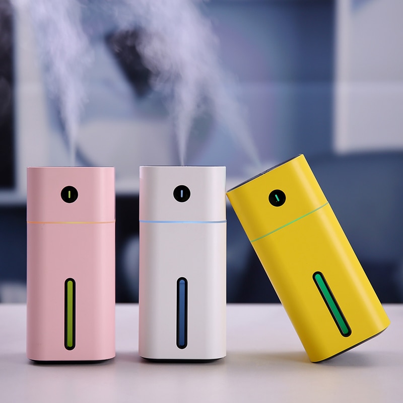 Difusor de aceites esenciales, Mini humidificador cuadrado D ultrasónico, purificador de aire, Luz LED nocturna, ambientador de coche USB para oficina