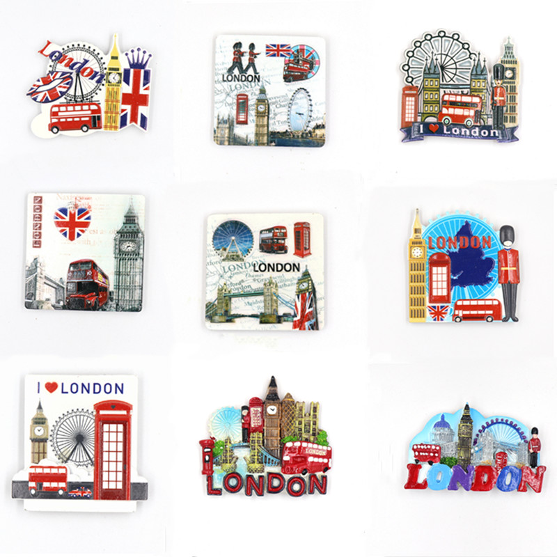 Recuerdo de turismo nacional de Inglaterra de Londres, imán de resina 3D para refrigerador, pegatina para decoración del hogar, adornos,