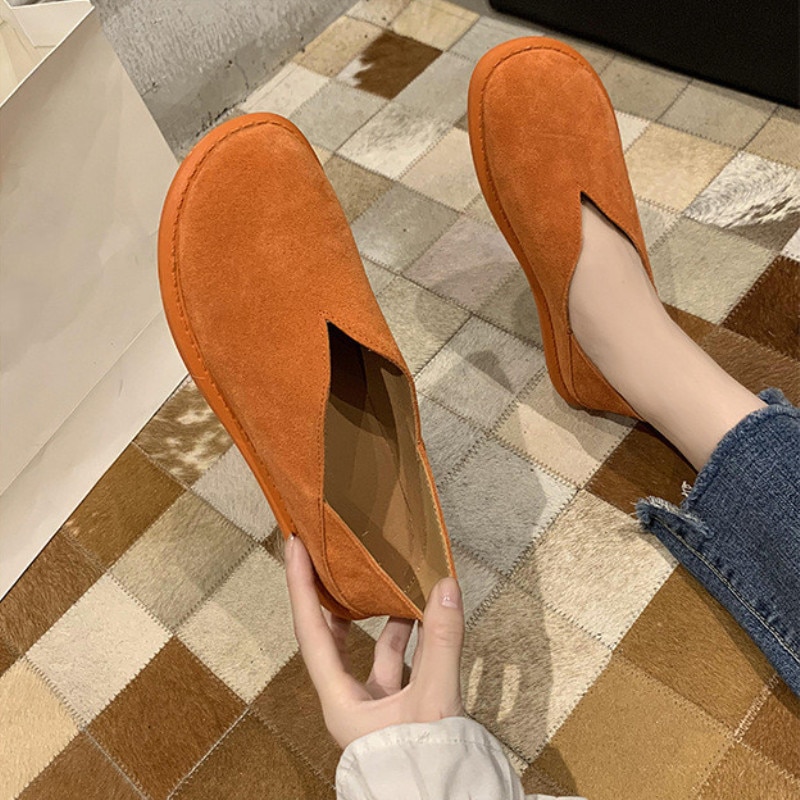 Læder loafers kvinder fritidssko lavvandede mokkasiner blød rund tå fodtøj slip-on kvinder flats brune sko kvinde str. 35-39