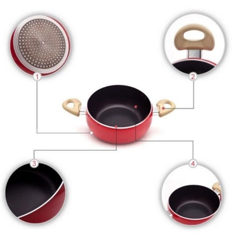 20Cm Keuken Soeppan Fruit Pan Non-stick Aluminium Saus Pan Boiler Tomaat Vorm Geen Dampen Huishoudelijke Koken gereedschap Keukengerei