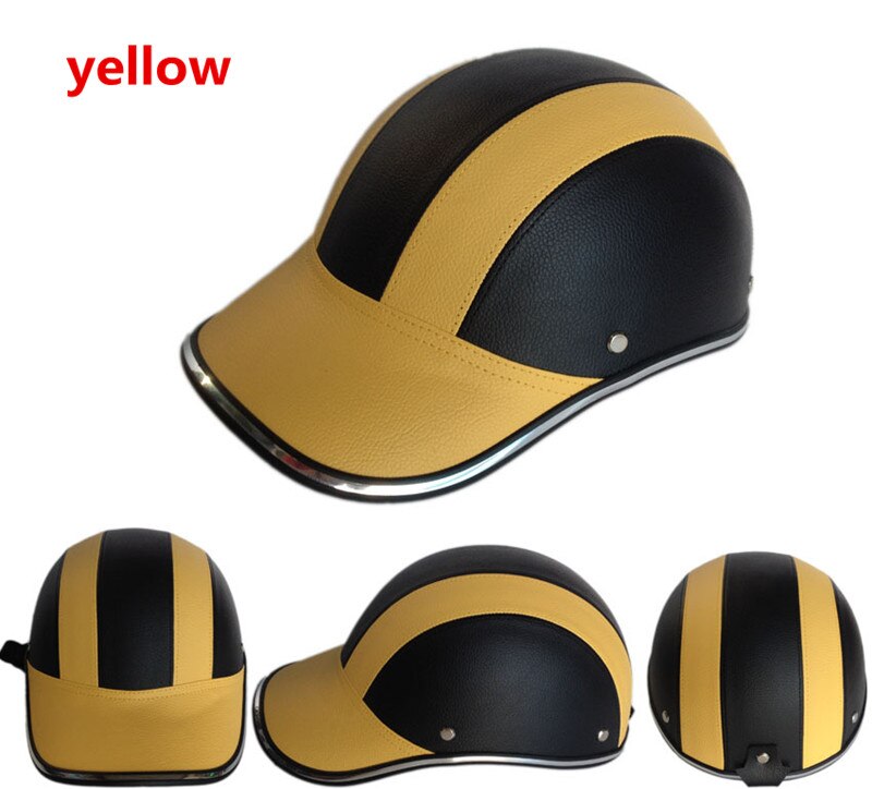 ESCAM Safety Helmet Motorcycle Helmet half helmet summer electric car men women personality baseball helmet protection: Yellow