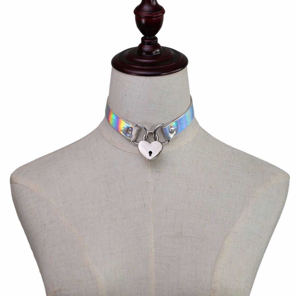 Girocolli a cuore 2017 girocollo olografico girocollo in pelle PU colletto fatto a mano collana gotica blocco gioielli punk
