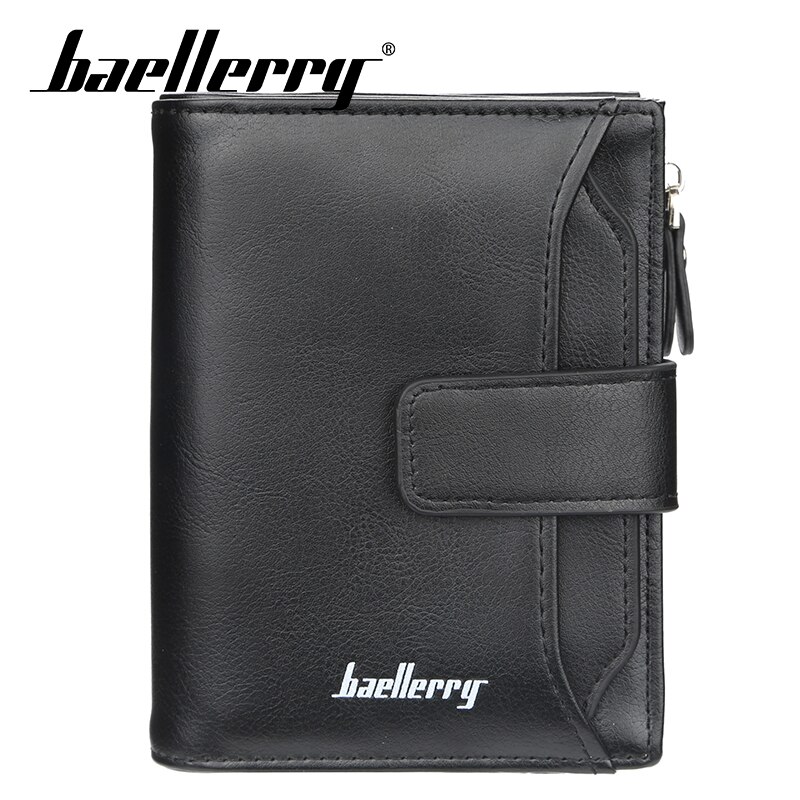 Baellerry Solid 3 Color Men Short Wallet PU Leather Zipper N Hasp Wallet Coin Pocket Card Photo Holder Wallet Men Porta MoneyBag