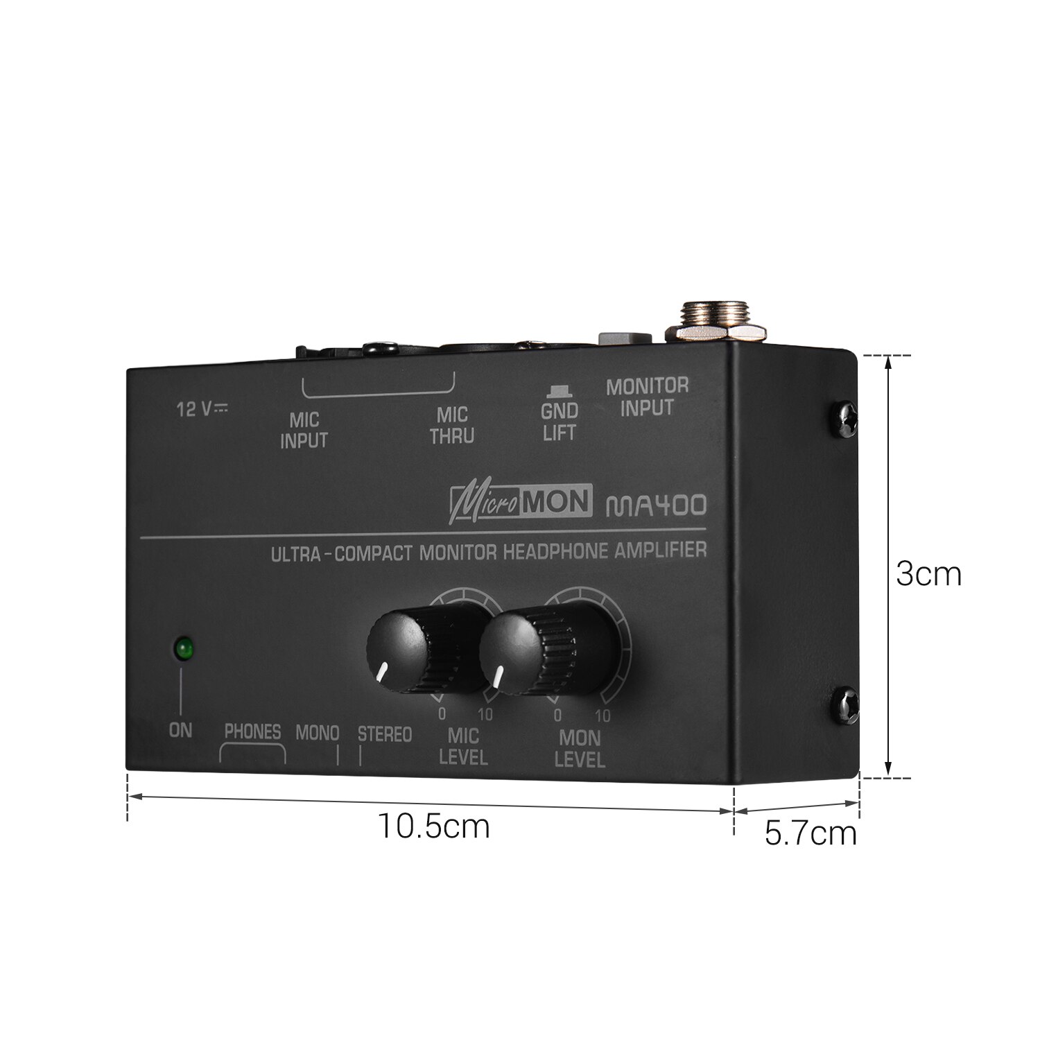 Ultra-Compact Monitor Headphone Amplifier Amp with XLR Microphone Monitor Input 6.35mm & 3.5mm Headphone Outputs Volume Controls