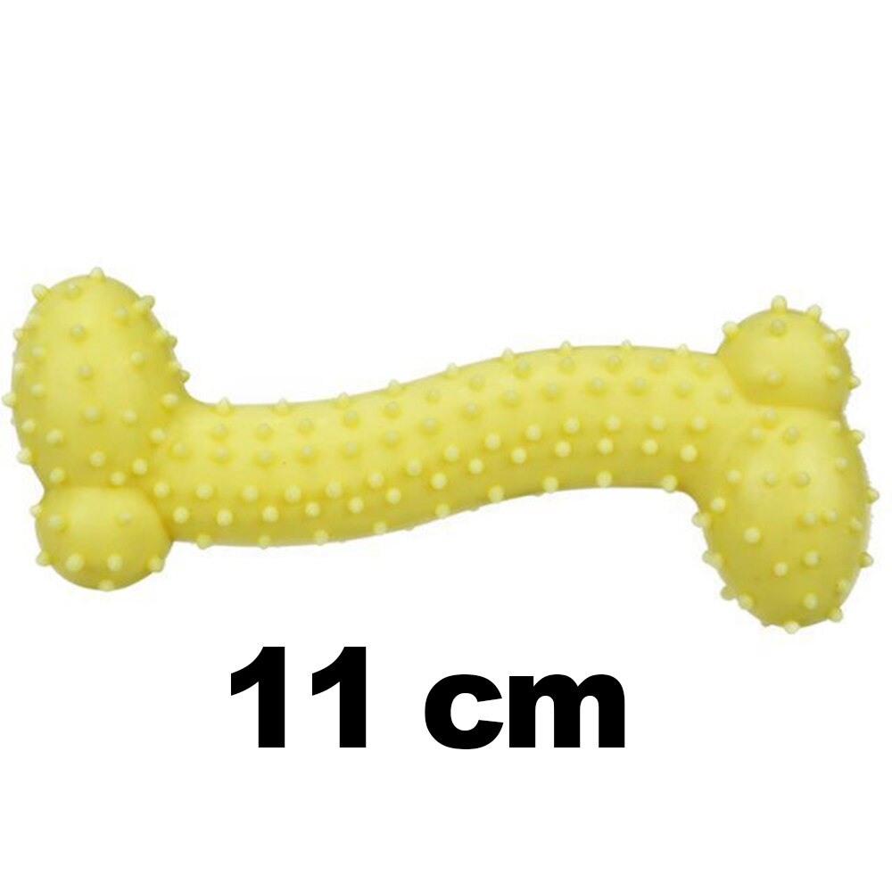 Macaron Rubber Dog Chew Toys Bone Shape Dog Chewing Toys for Large Small Dogs Teeth Clean Interactive Large Puppy Dogs Ball Toy: Yellow 1