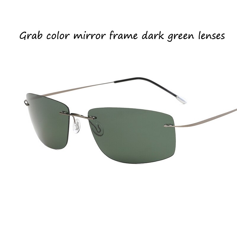 Frameless Pure Titanium Ultra Light Anti Fatigue Driving Mirror Polarized Sunglasses Sunshade I Key Buy: Green