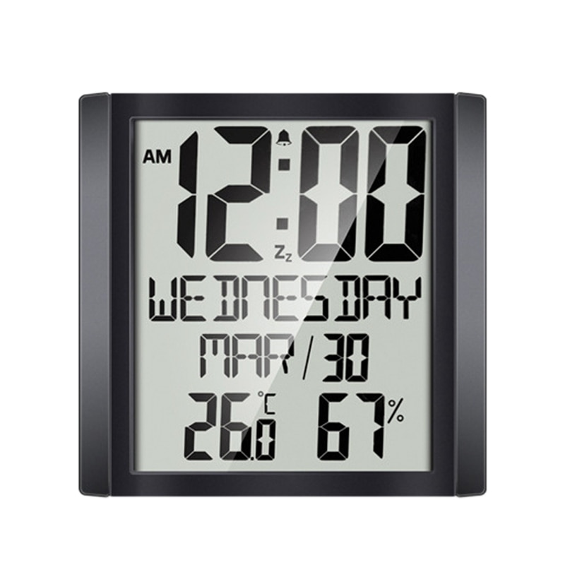Large Sn Wall Clock Home Temperature and Humidity Meter Alarm Clock Living Room Digital Electronic Clock: Default Title