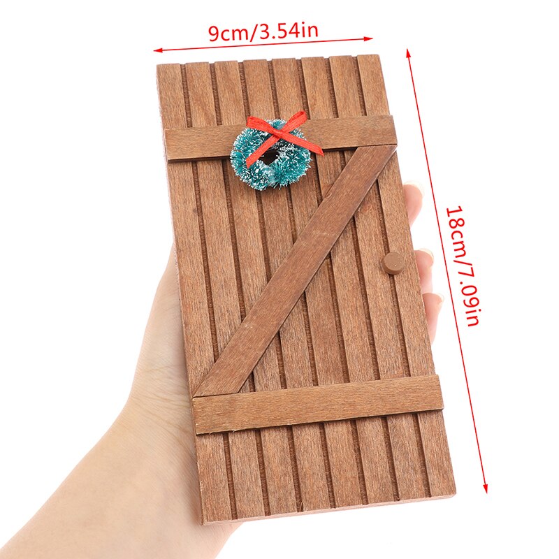 Poppenhuis Houten Deur Met Kerstkrans Externe Deur Poppenhuis Miniatuur Hout 1/12 Schaal Houseworks Diy Accessoires