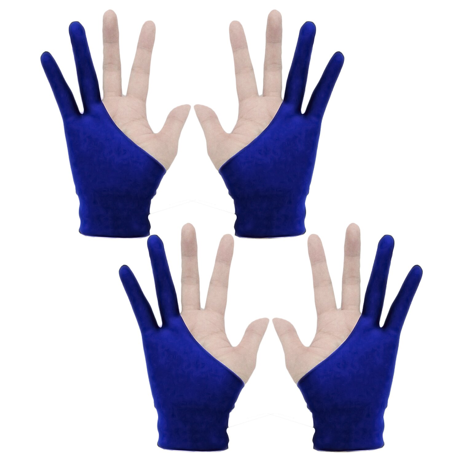 Gants de dessin à 2 doigts pour artiste , Anti-salissure pour tablette graphique, stylo de dessin, taille M, 4 pièces: Blue