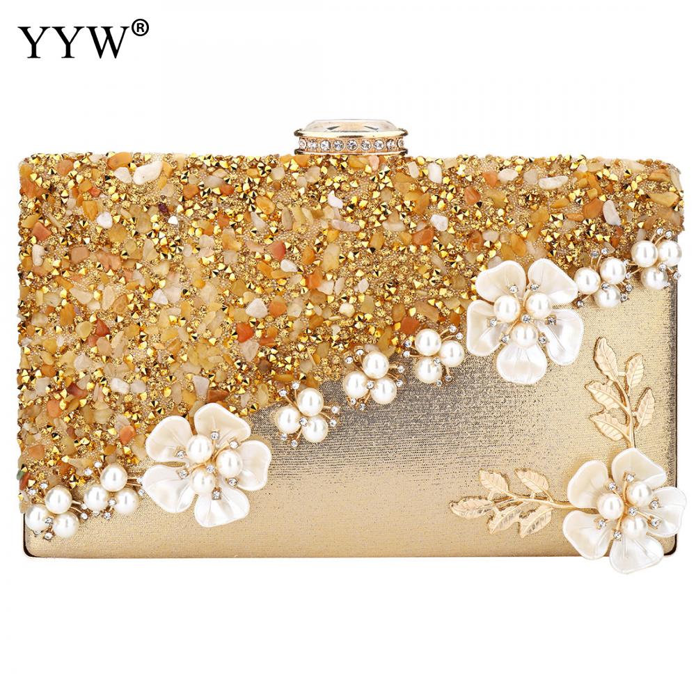 Women Evening Bag Ladies Flower Wedding Clutches Female Party Luxury Clutch Purse With Rhinestone Chain Crossbody Bags