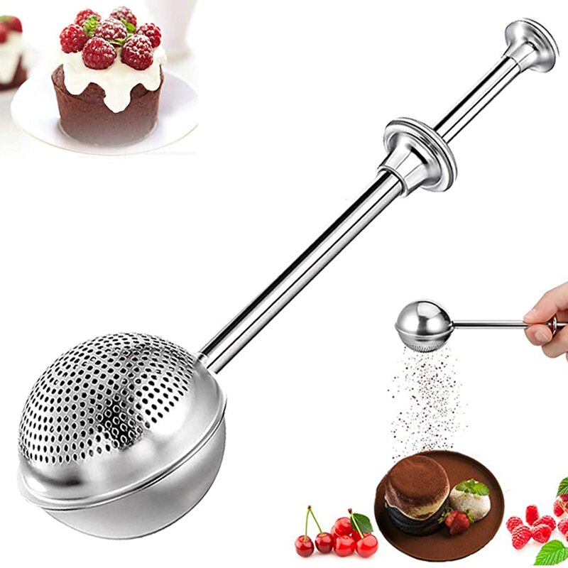 Distributeur de sucre en poudre en acier inoxydable 304, avec poignée à ressort, pour la farine de sucre et les épices