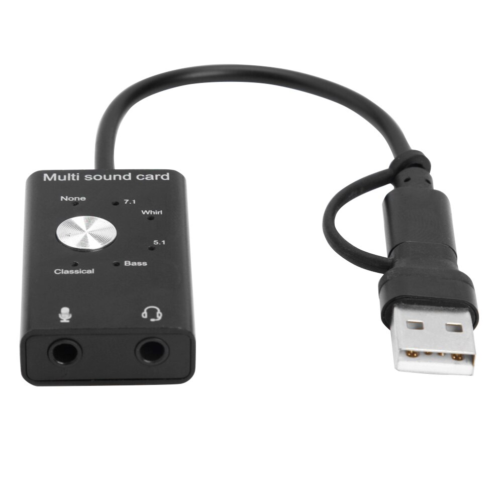 Pour ordinateur portable USB2.0 Type C Plug And Play virtuel 7.1 carte