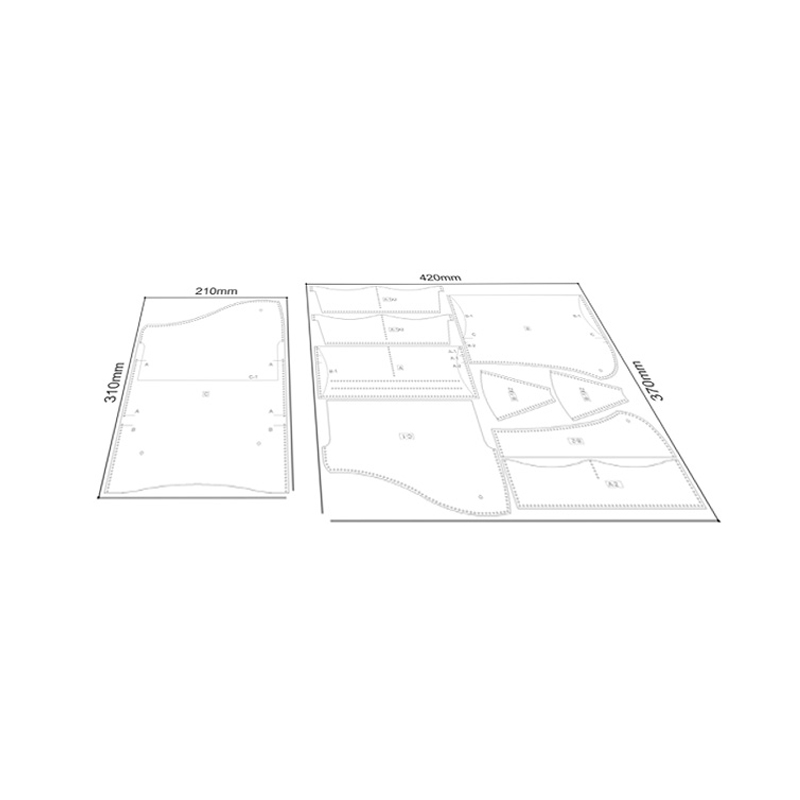 PVC sewing pattern for DIY leather craft drawing Handmade craft supplies templateleather wallet