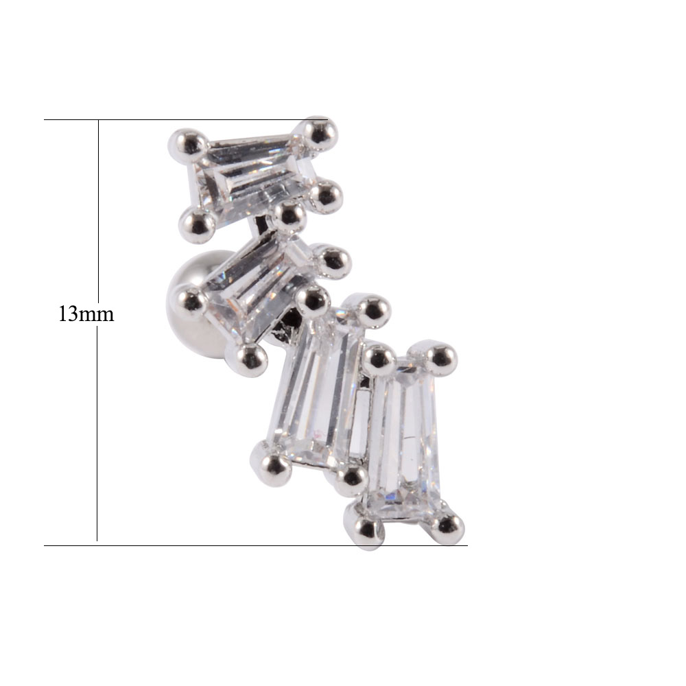 1PC Star Zircon Ear Studs Cute Ear Cartilage Helix Lobe Conch Piercing Earring For Women Jewelry 20G: Style 11-Silver