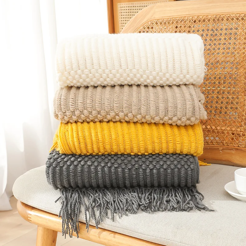 Knitted Blanket Casual Air Conditioned Office Padded Vintage Nap Bed Foot Travel Blanket