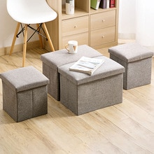 Linen Fabric storage Stool Foldable household Coffee Table Sofa Footstool Ottoman storage box change shoe bench mx9171609