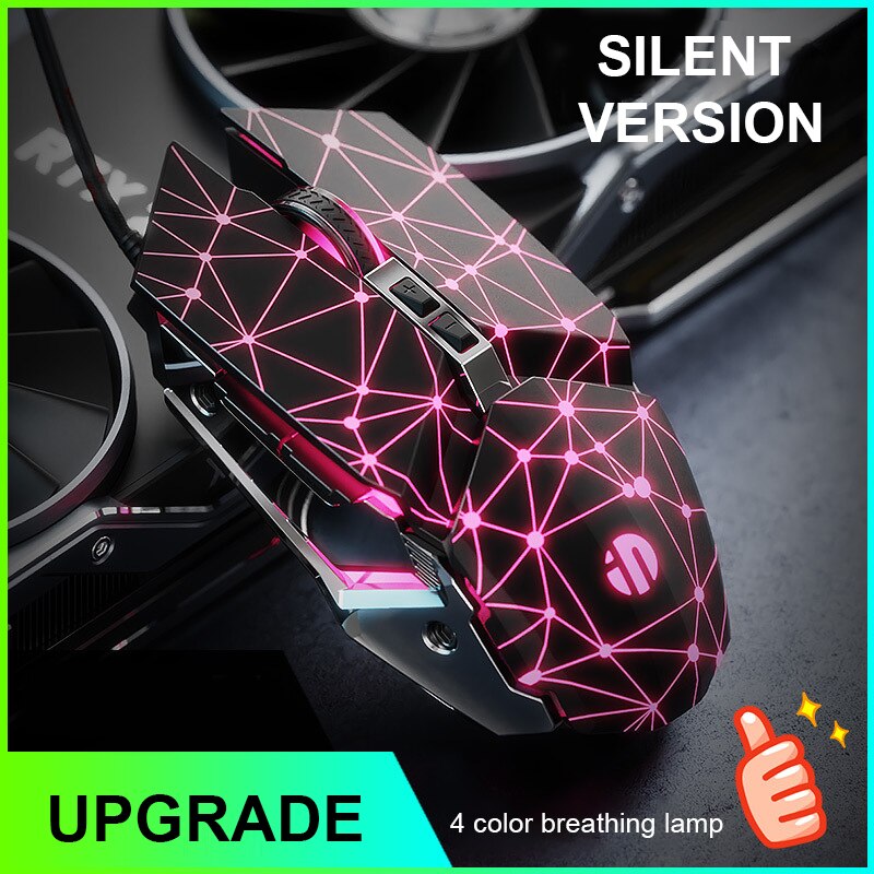 InPhic Home-ratón silencioso con cable USB de 4800DPI, dispositivo de programación de Macro de 6 teclas, con sensación de juego para deportes electrónicos, para PC, portátil y Notebook: Starry sky