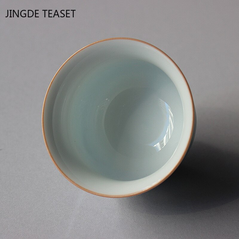 Céramique tasse à thé fait à la main rouge-couronne grue thé bol chinois rétro thé accessoires tasse unique maître tasses 60ml