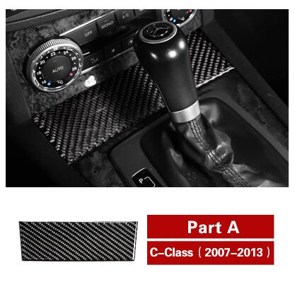 Car Styling Decorative Carbon Fiber Gear Central Control Panel Sticker Decal For Mercedes-Benz C Class W204 2007-13: A