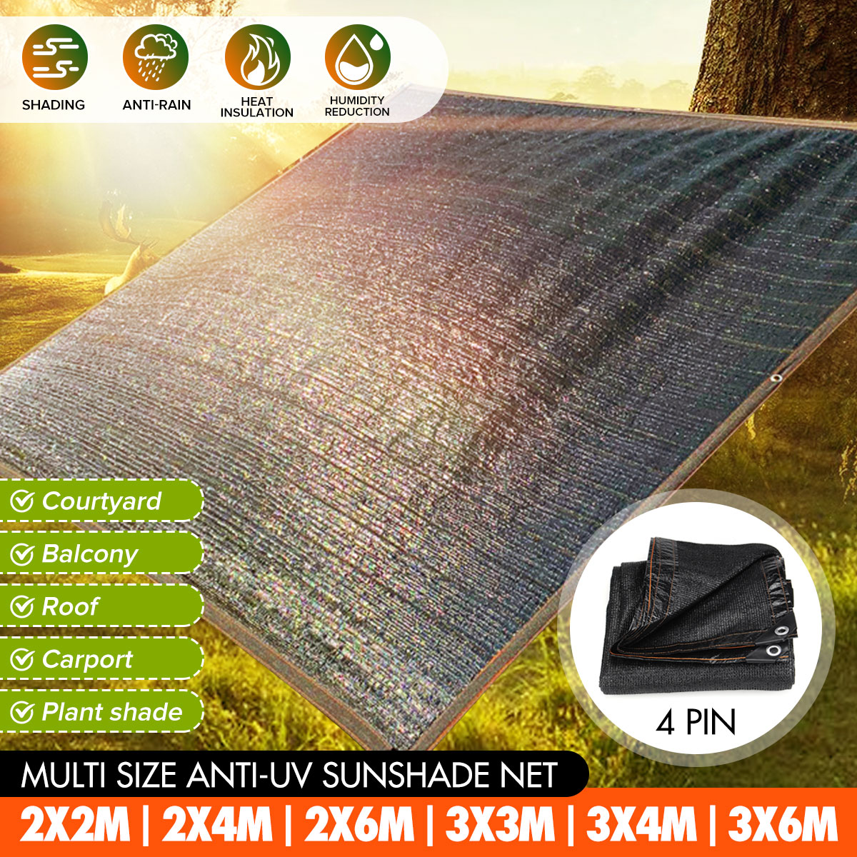 Anti-UV Sunshade Net Outdoor Garden Sunscreen Cloth Car Sunblock Shade Cover Plant Greenhouse Cover
