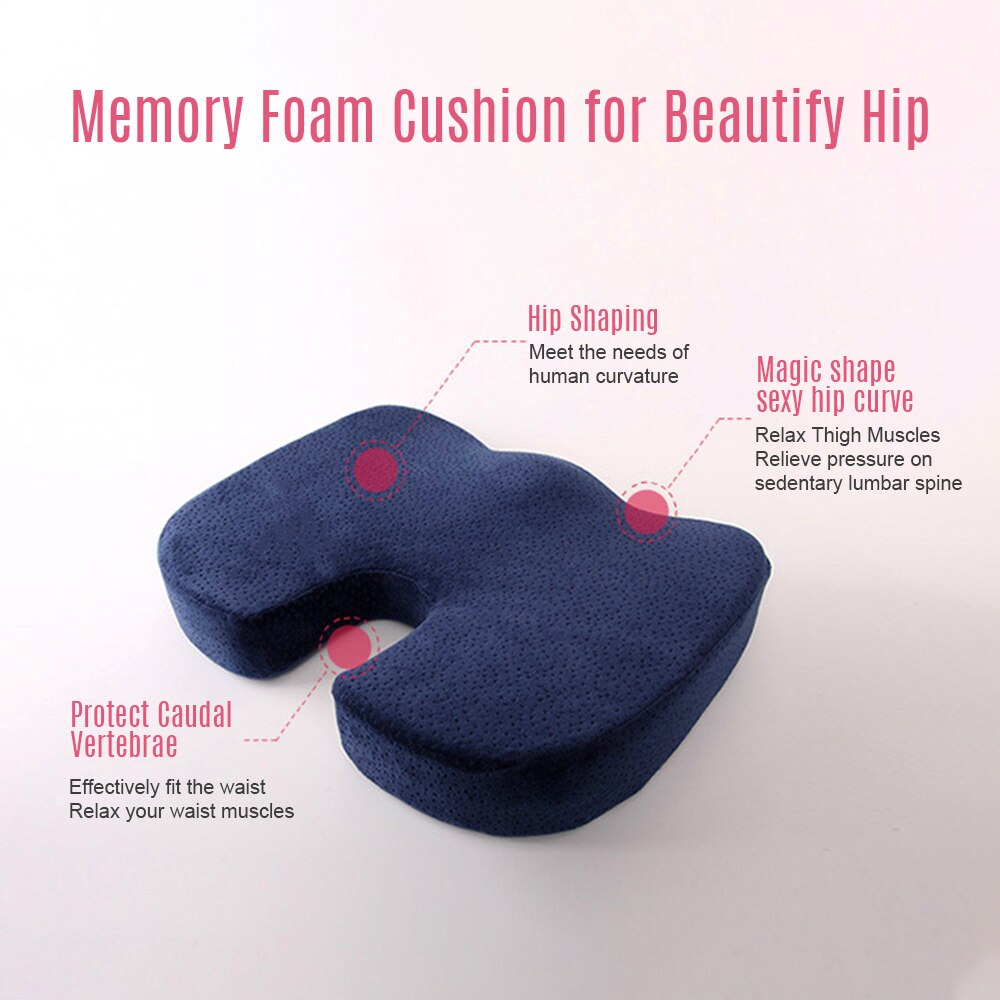 Slow Rebound Seat Cushion Memory Foam Coccyx Pad Tailbone Sciatica Lower Back Pain Relief for Office Desk Chairs Car Seat