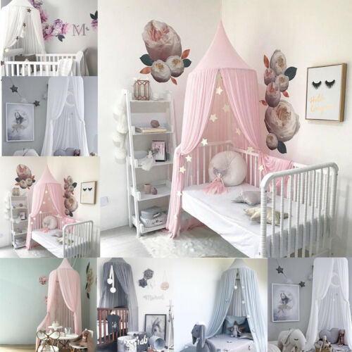 Kids baby bed canopy bedcover myggenet gardin sengetøj kuppel telt værelse indretning