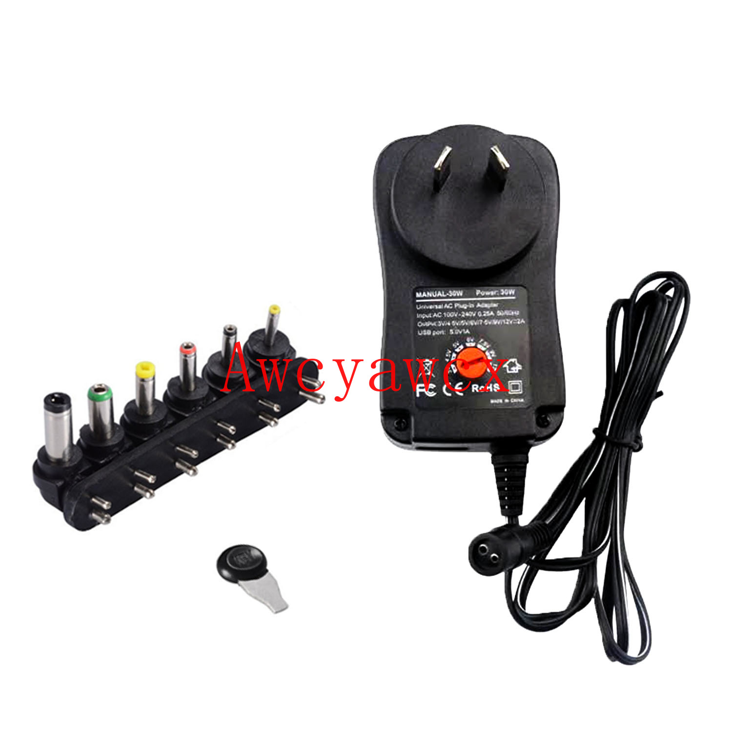 30W Universal AC Wall Plug Power Adapter 3v 4.5v 5v 6v 7.5v 9v 12v 2.5A 2500mA charger with 6pieces tip Switching power supply