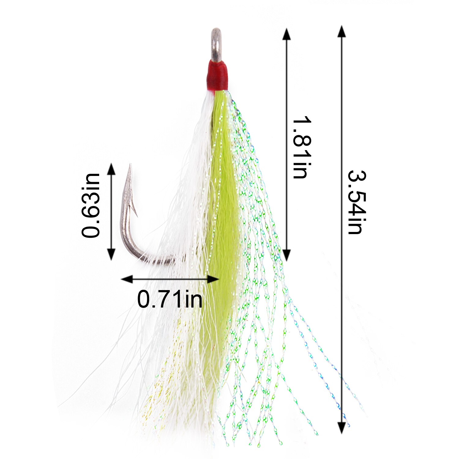 5Pcs Bucktail Teasers Fishing Hooks Stainless Steel Hook And Fishing Plugs Lures Buck Tail Jig Lures Rig For Catfish Bass: Green-5Pcs