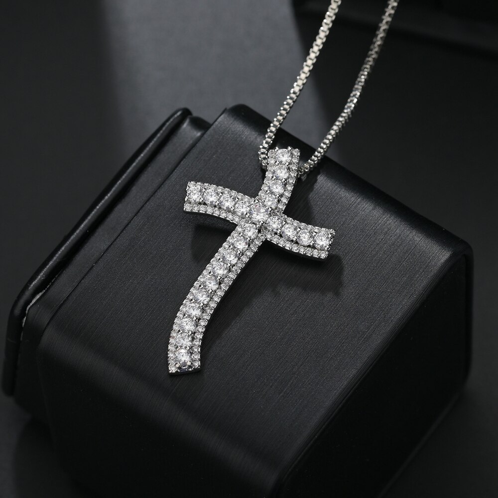 White Cubic Zircon Pendant Luxury Cross for Women Jewelry Wedding Engagement Pendant