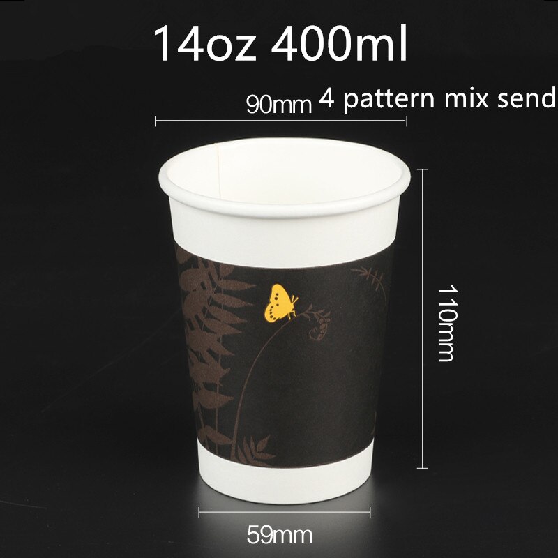 50 st engångs kaffekopp 8oz/12oz/16oz dricka juice mjölk te takeaway förpackningar muggar med lock fest bröllop favorit pappersmugg: Bara kopp 2