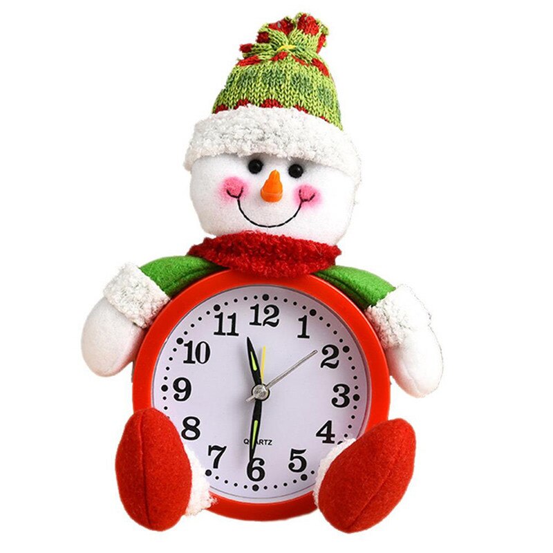 Horloges de noël nouvelle père noël bonhomme de neige poupée en forme de bureau horloge maison aiguille batterie Table décorations de noël fête décor: A