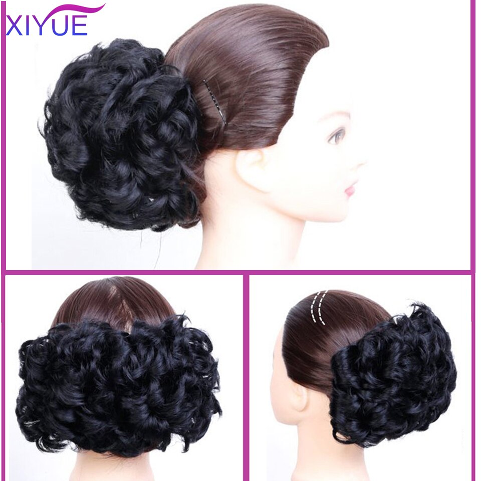 Rodet hår knolde klip i hårforlængelse 2 plastik kam kort krøllet hår chignon syntetisk hår rodet chignon til kvinder bryllup