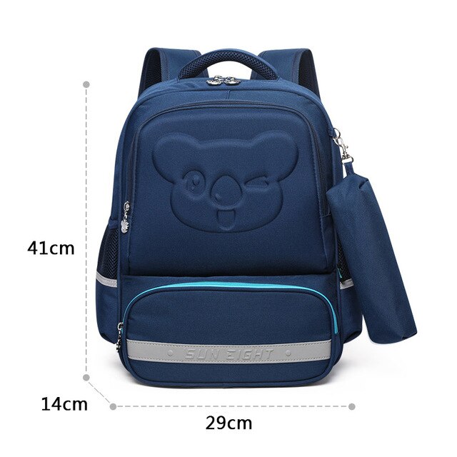 OKKID Schüler orthopädische Rucksack nette schule Rucksack für mädchen reflektierende streifen bookbag schule taschen für jungen freundlicher bleistift tasche: dunkel Blau