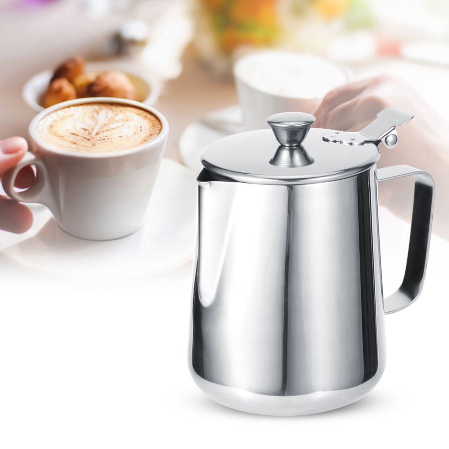 Rvs Koffie Melk Opschuimen Cup Kruik Met Deksel Koffie Pitcher Latte Art Voor Thuis Melk Thee Koffie Winkel koffer Mok Cup