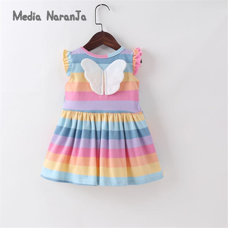 Baby Meisjes Jongens Zomer Cloting Baby Peuter Regenboog Gestreepte Wing Dressromper Kinderen Zus Broer Kleding