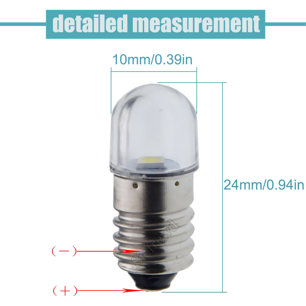 Ampoule LED E10 3V 6V 12V 24V, blanc 2835, 4 pièces, vis miniature, lampe de remplacement, torche pour vélo, bricolage