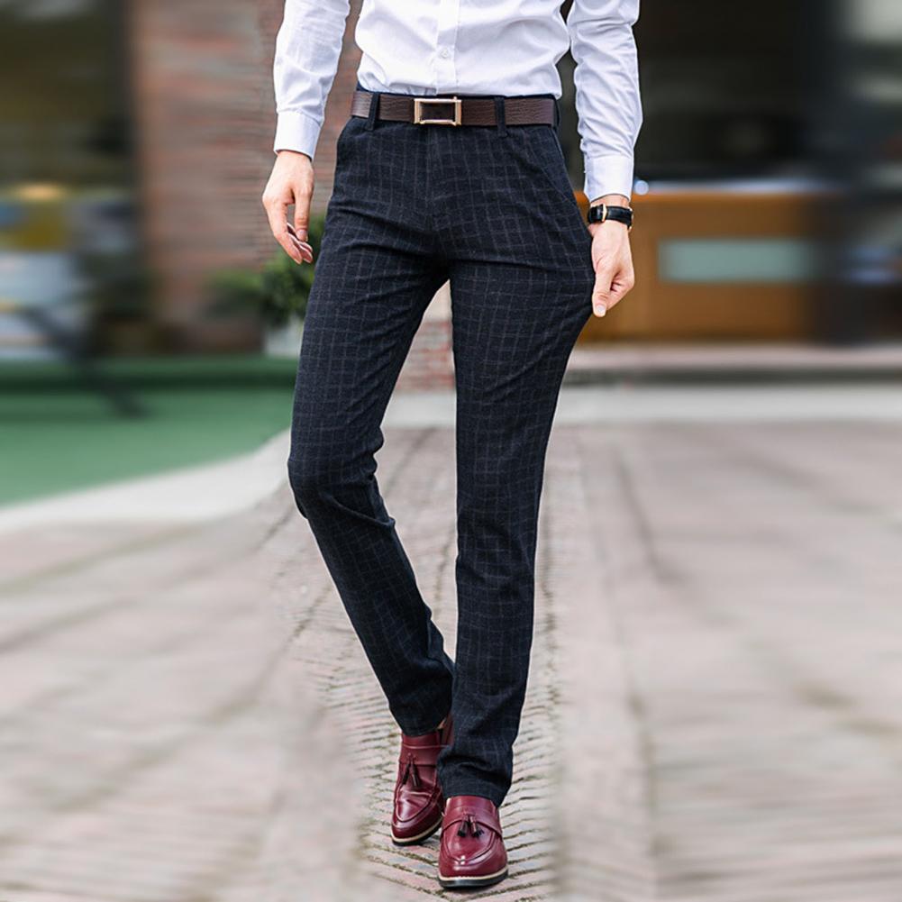 Plaid Men's Suit Pants Autumn Winter Male Business Formal Long Trousers Men Office Dress Suit Pants hommes pantalones hombre