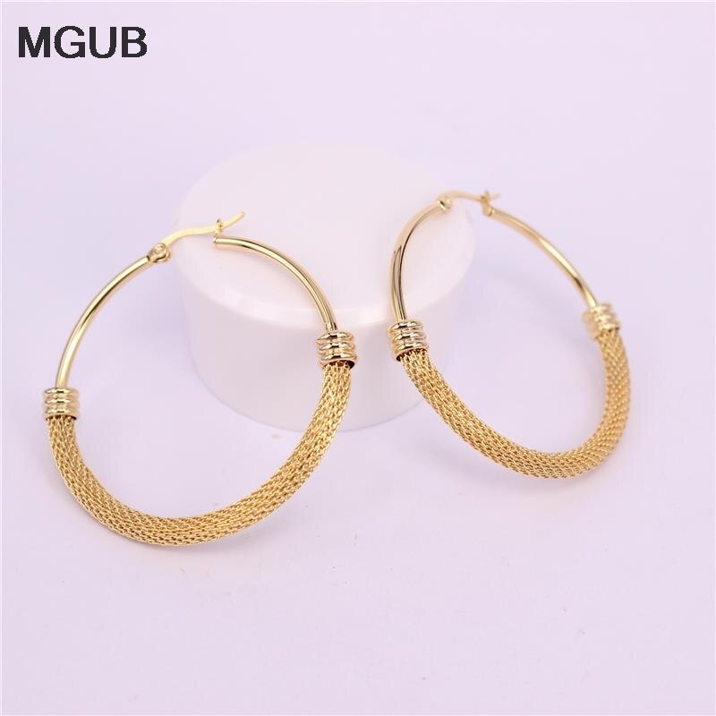 Boucles d'oreilles en forme de grand cerceau de couleur or 28MM-63MM, bijoux en acier inoxydable, Style cercles, tendance, pour femmes