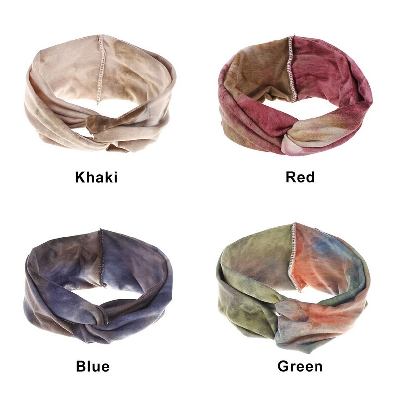 Vrouwen Geknoopt Zomer Gradiënt Brede Stretch Haarband Voor Meisjes Elastische Tulband Bloem Spa Hoofdbanden Accessoires